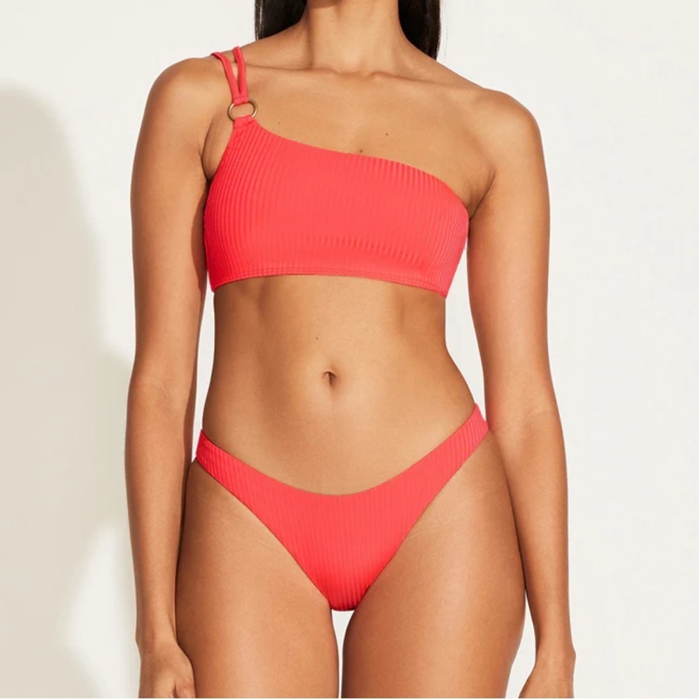 NWT Vitamin A O Ring Coral One Shoulder Bikini L